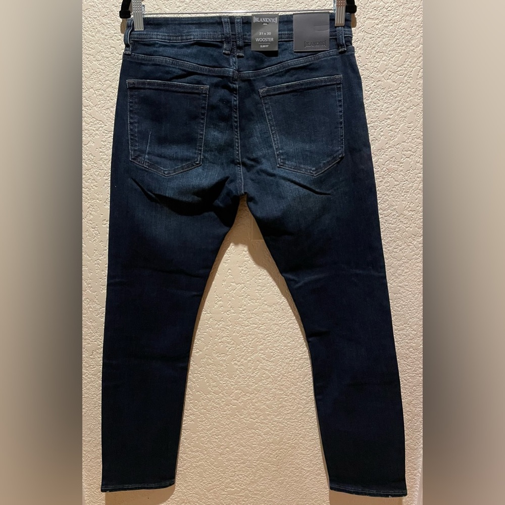NWT Men’s Blank NYC Wooster Slim Fit Jeans Dark Blue Size 31x30 - Picture 4 of 10
